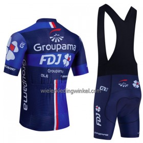 Set Fietsshirt + Korte Koersbroek 2023 Groupama FDJ Zwart Blauw